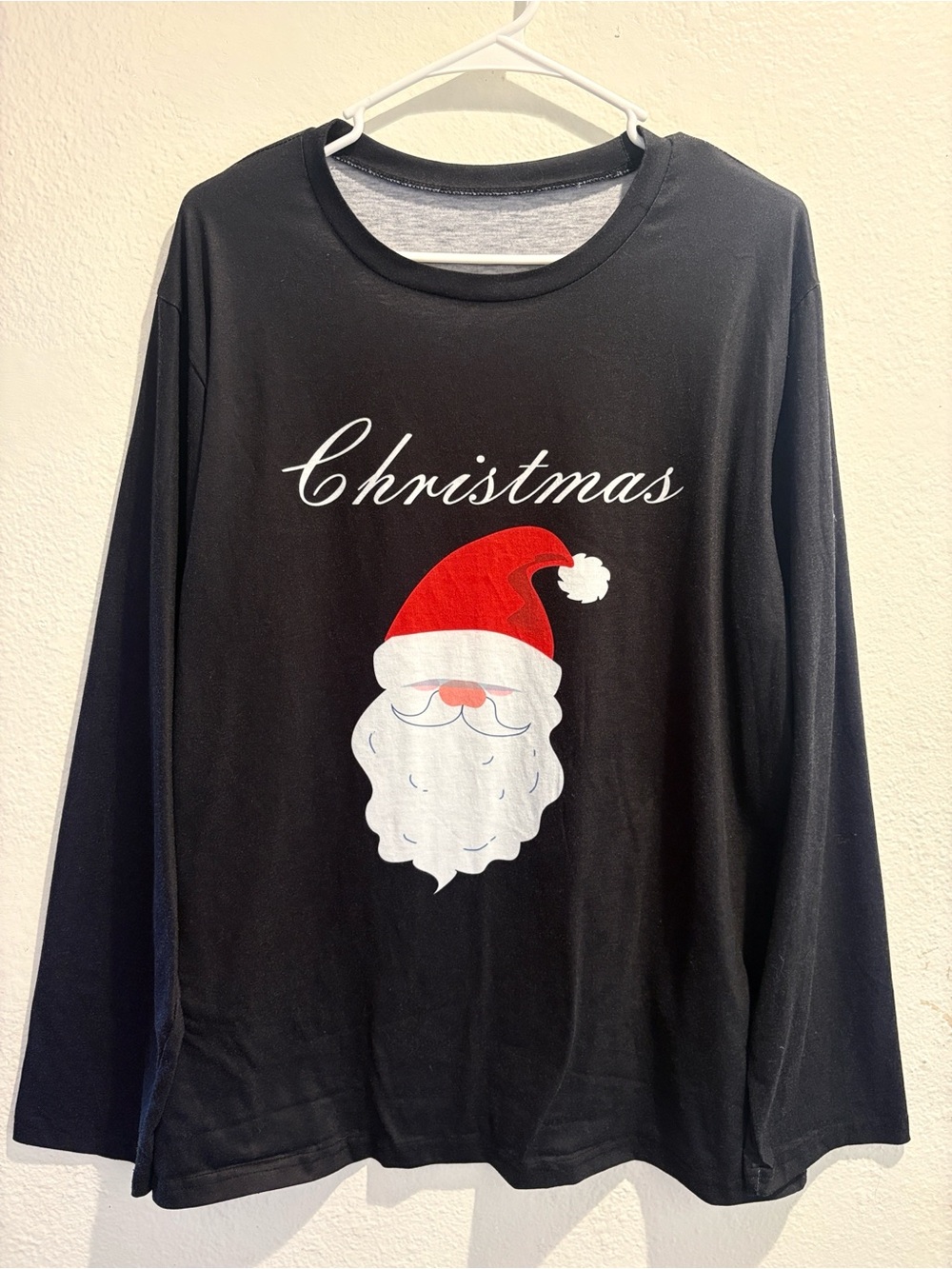 🎅🏼🎄Merry Christmas Santa Claus Graphic Long Sleeve Tee Holiday Vibe Black L